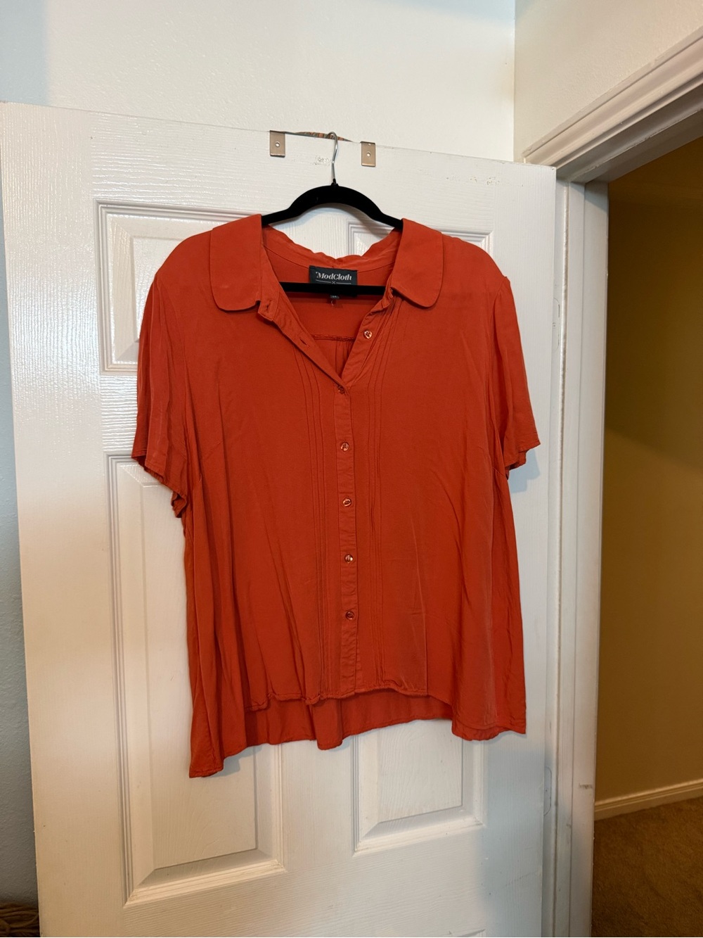 Modcloth Rust-Orange Button Down Short Sleeve Shirt